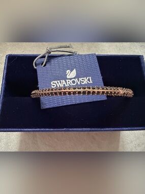 Swarovski Rose Gold Tone Bracelet with Black Crystals